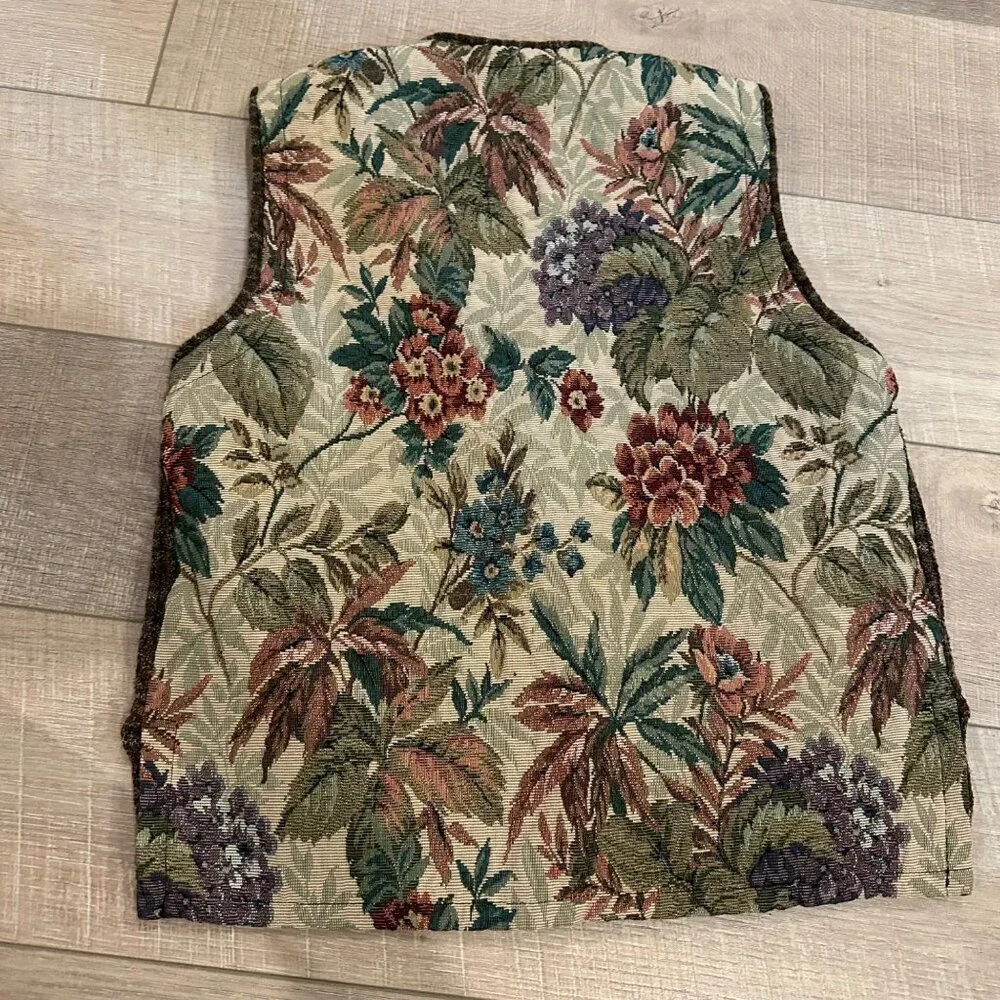 DB2 WOMENS VINTAGE TAPESTRY VEST SMALL TAN 90'S BOHO